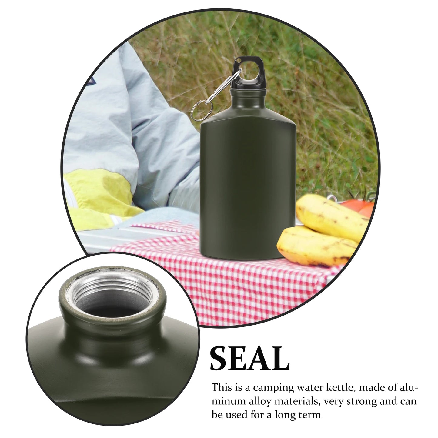 Flat Aluminum Camping Bottle 500ml - Ultra-Compact Design Hiking Trekking