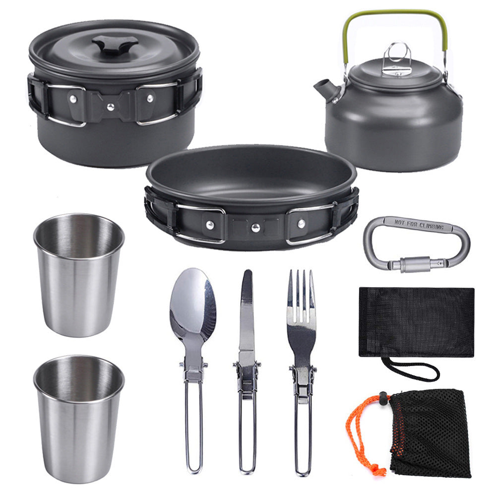 1.2L Double Wall Outdoor Kettle with Utensil Kit - Camping 2-3 People