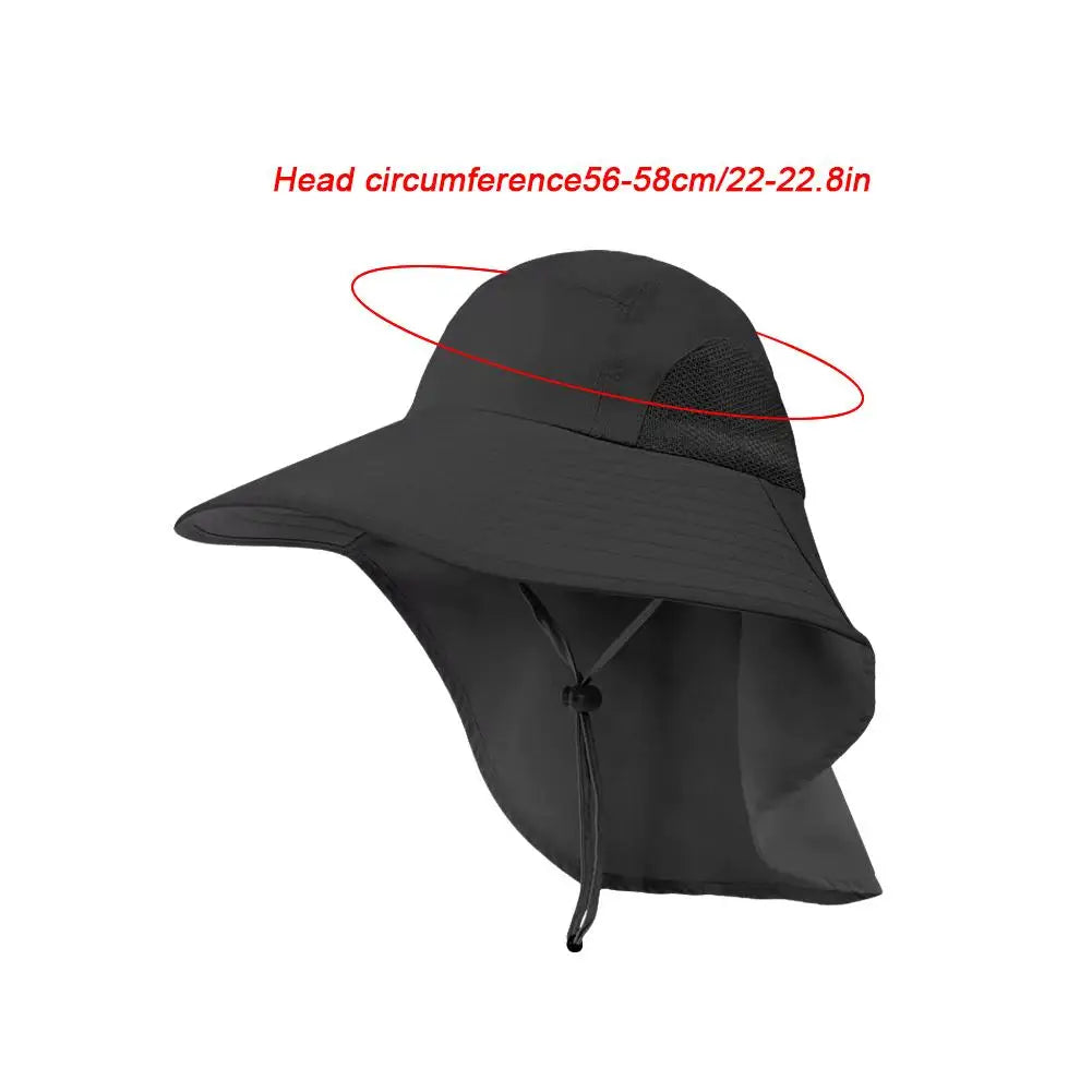 Wide Brim Hat with Neck Flap Anti-UV - Adjustable Polyester Outdoor
