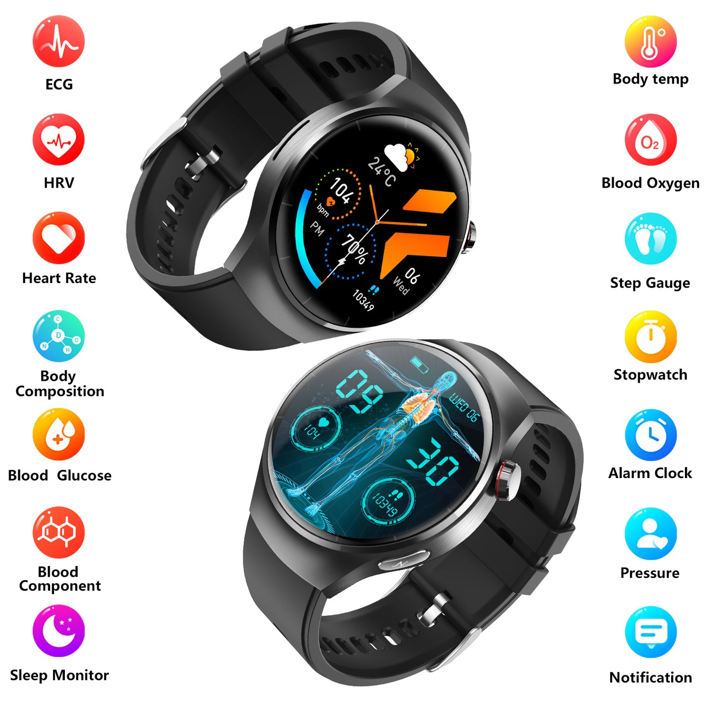 IP67 Smart Health Watch - Bluetooth Fitness Tracker 90g
