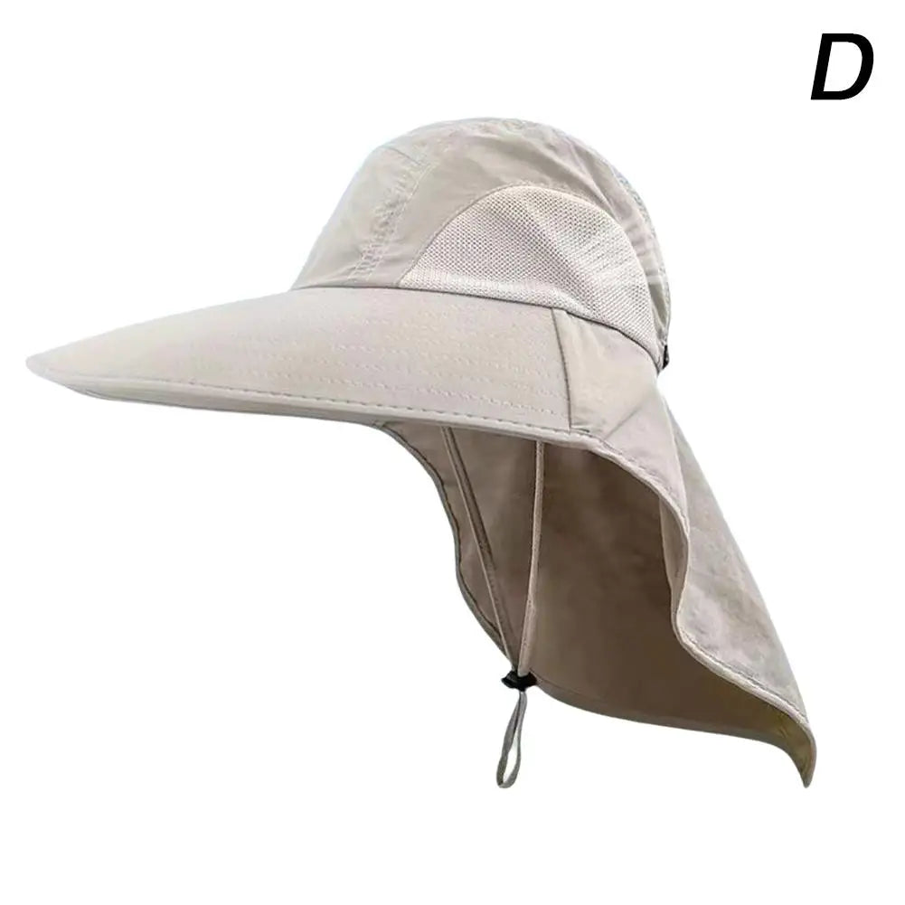 Wide Brim Hat with Neck Flap Anti-UV - Adjustable Polyester Outdoor