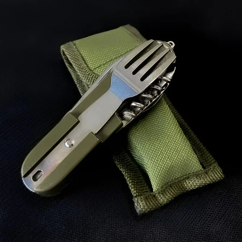 7 in 1 Camping Cutlery Set Stainless Steel Foldable