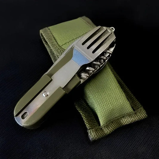 7 in 1 Camping Cutlery Set Stainless Steel Foldable