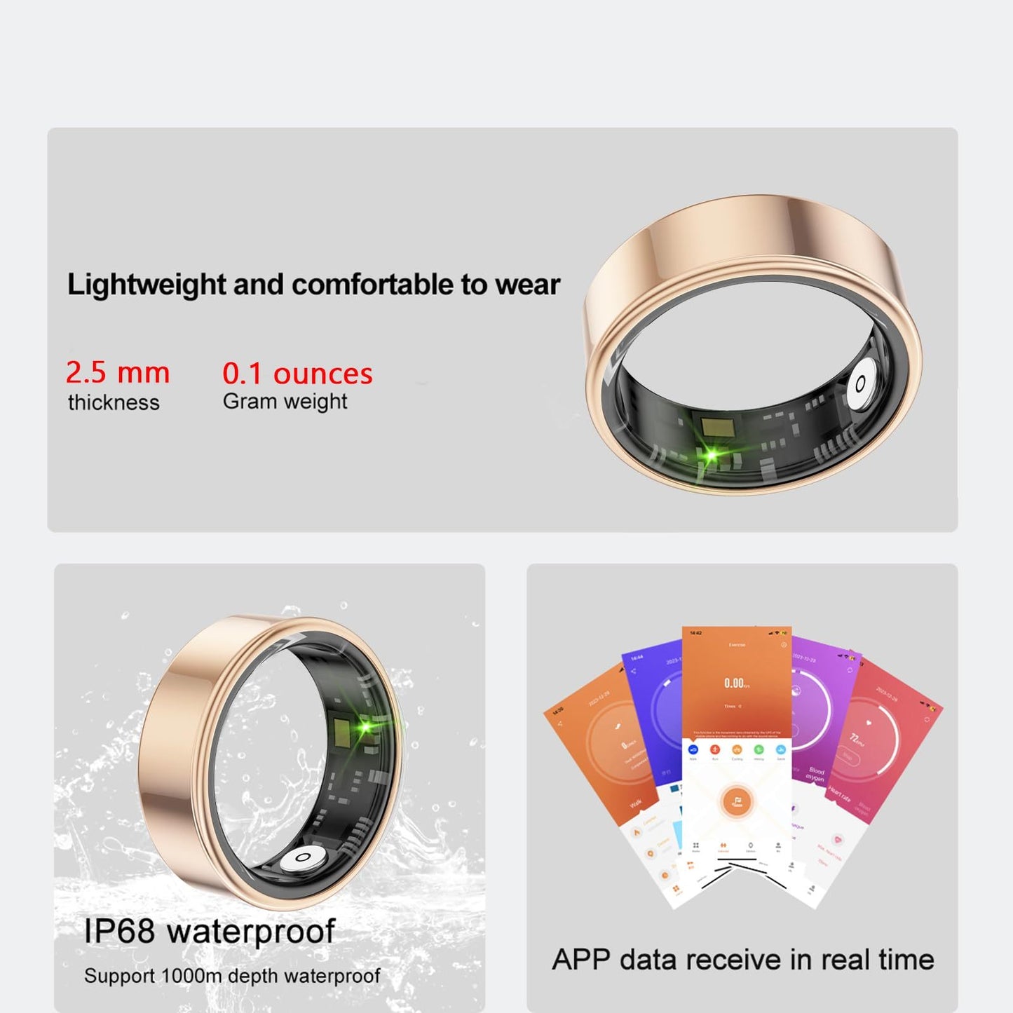 Smart Health Ring - Fitness Sleep IP68 Bluetooth