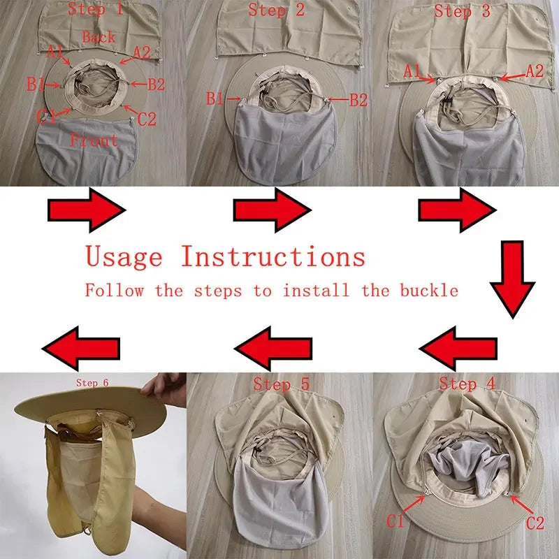 Foldable Fishing Hat with Sun Protection - Breathable, Adjustable, Unisex, 100g