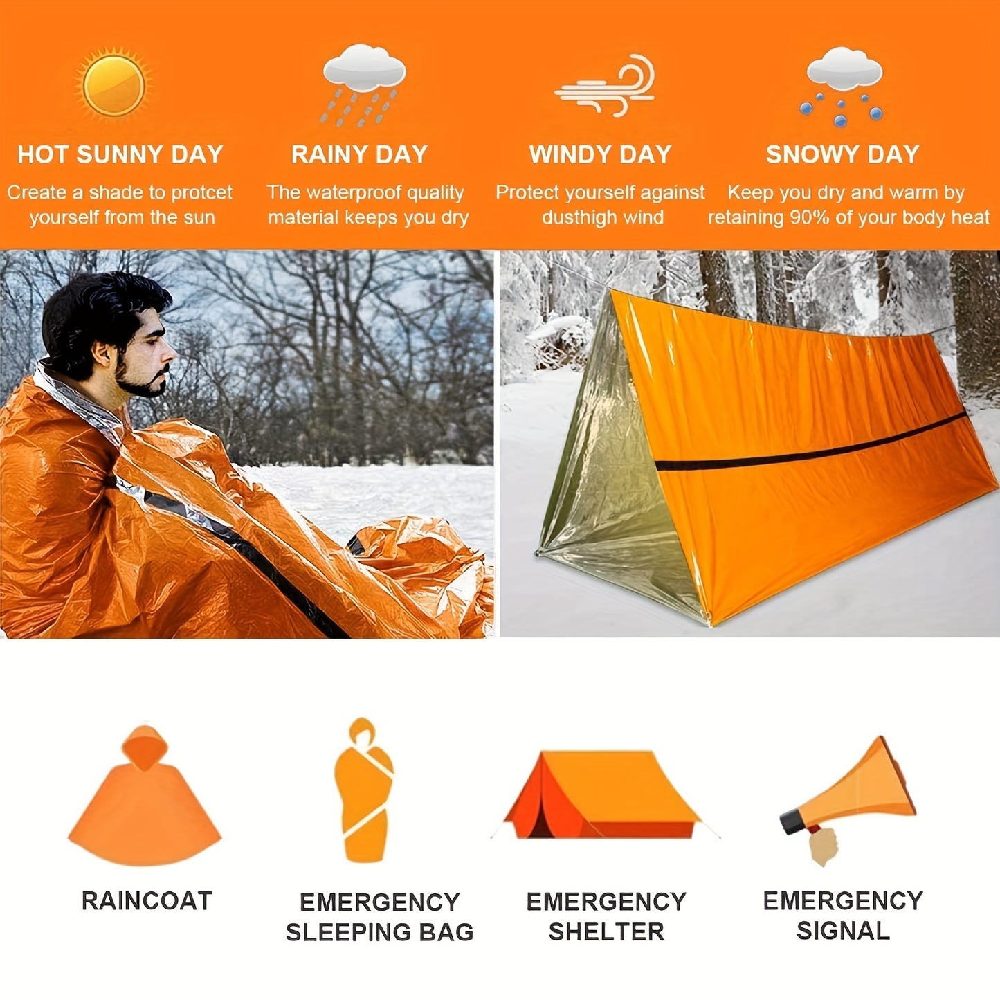Emergency Bivouac Sleeping Bag - Waterproof Thermal 72g