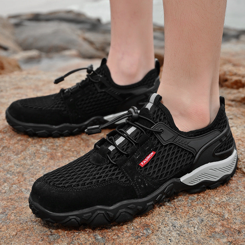 Men's Breathable Leather Hiking Shoes Summer Sport 780g