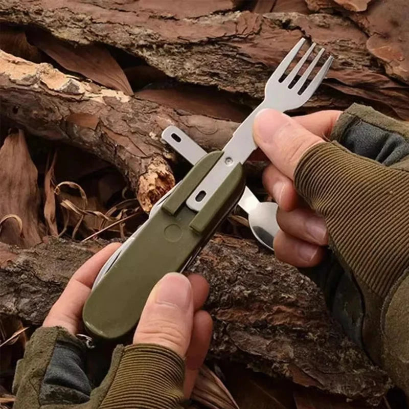 7 in 1 Camping Cutlery Set Stainless Steel Foldable