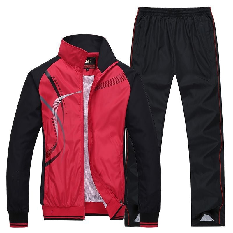Mixed Couple Sports Outfit - Spring-Autumn Striped Tracksuit 710g