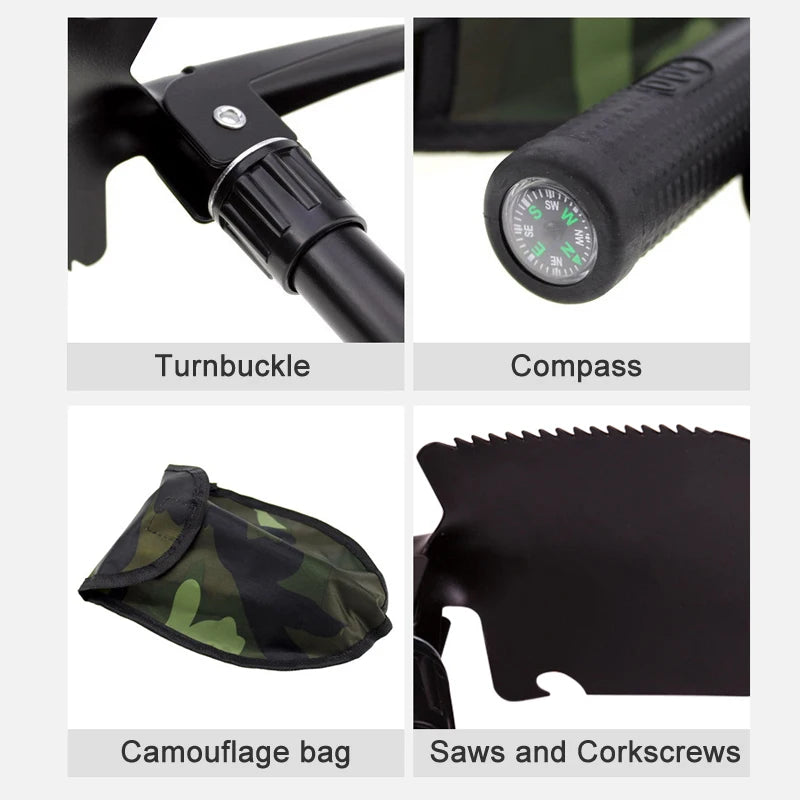 Multifunctional Folding Shovel - Telescopic Camping Garden Snow Scraper