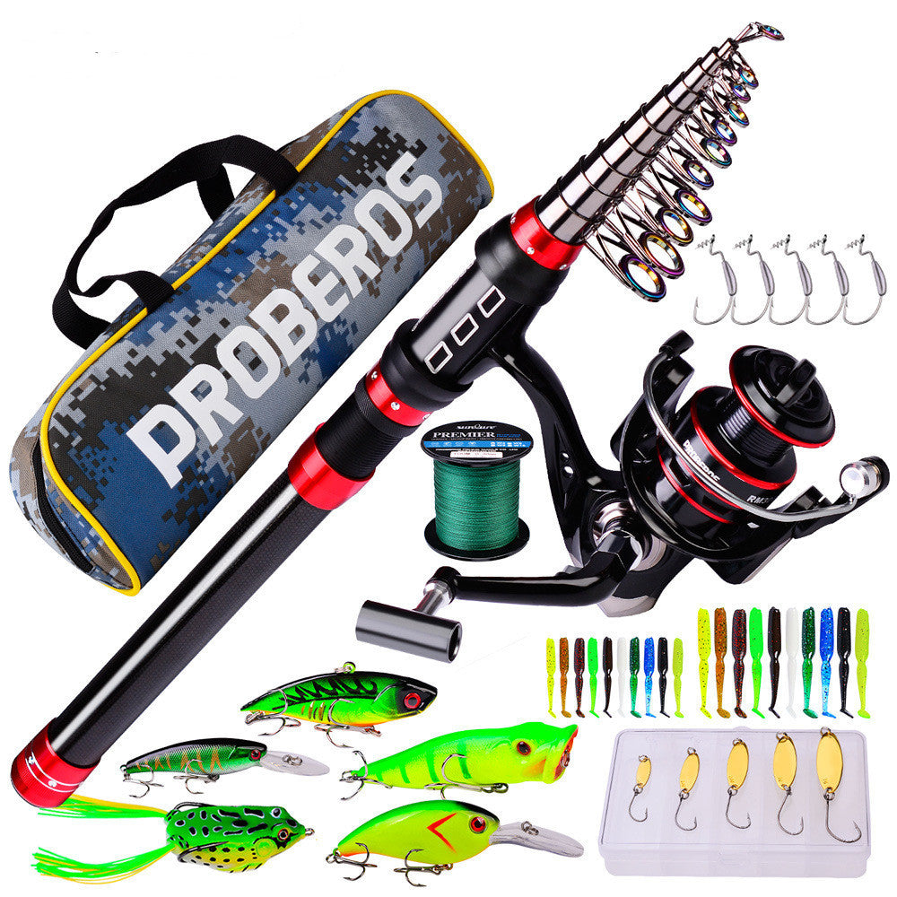 Complete Fishing Kit - Rod, Reel, Line, Bait Bag