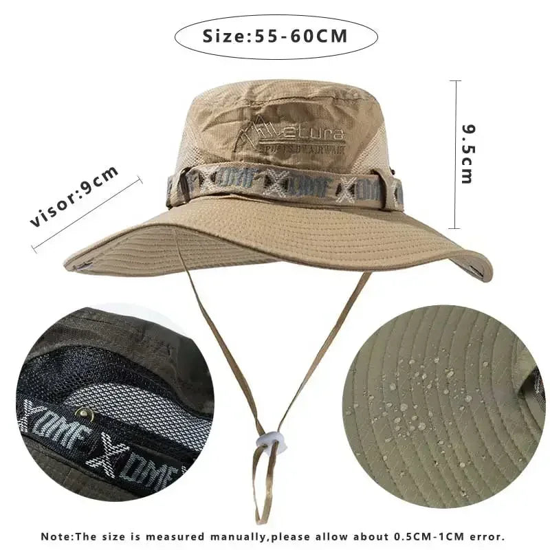 Men's Summer Bucket Hat UV Protection - Panama Safari Polyester Wide Brim