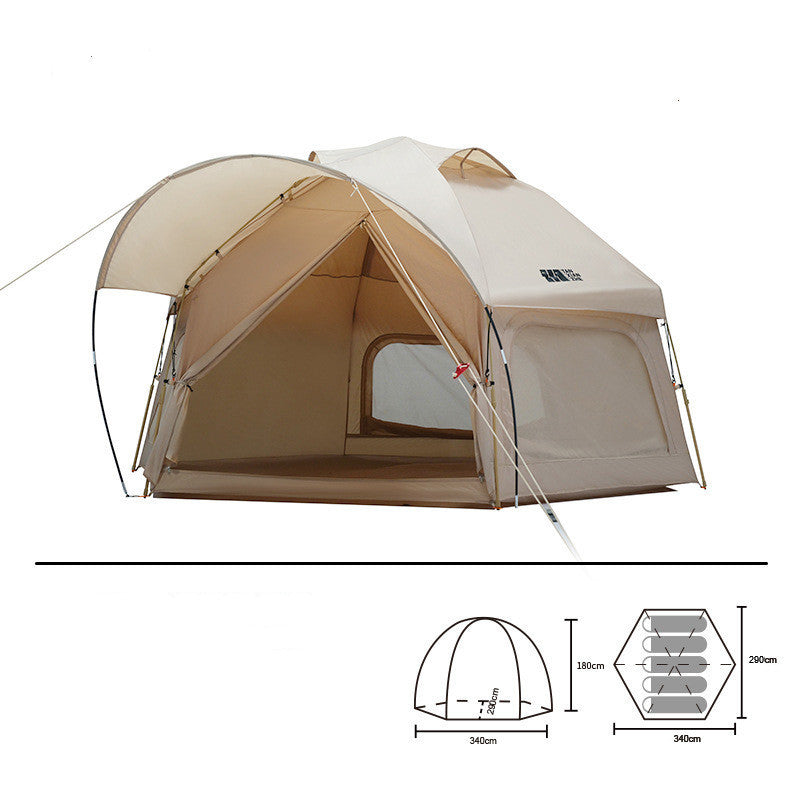 6 Person Hexagonal Tent 340x290cm - Bionic Design Waterproof PU 210T