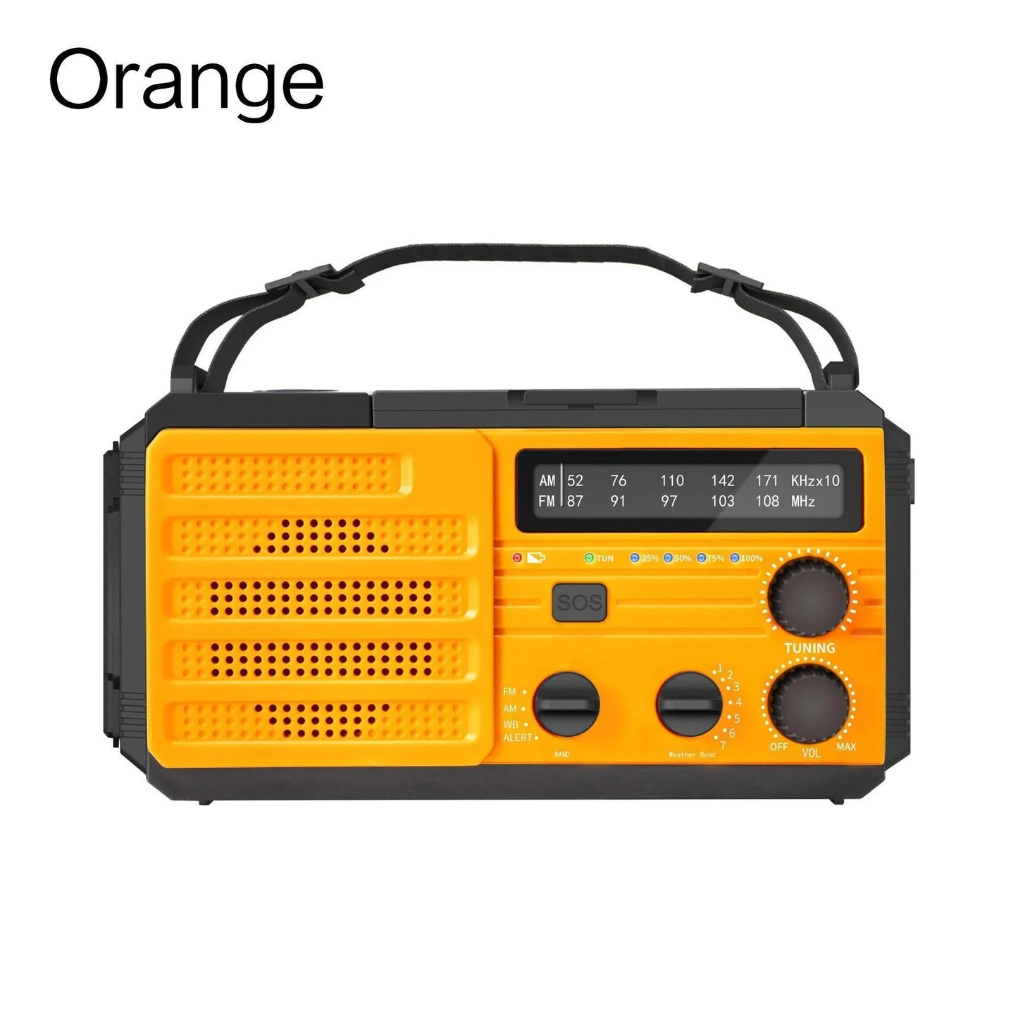 Emergency Weather Radio FM AM WB - Solar Hand Crank 2000mAh LED