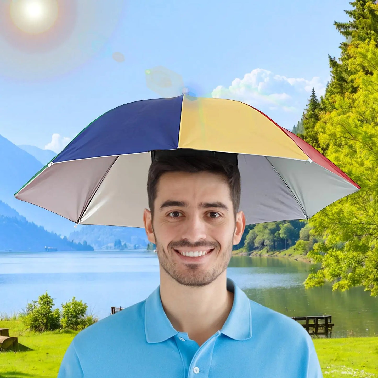 Hands-Free Umbrella Hat - Adjustable UV Protection 69cm