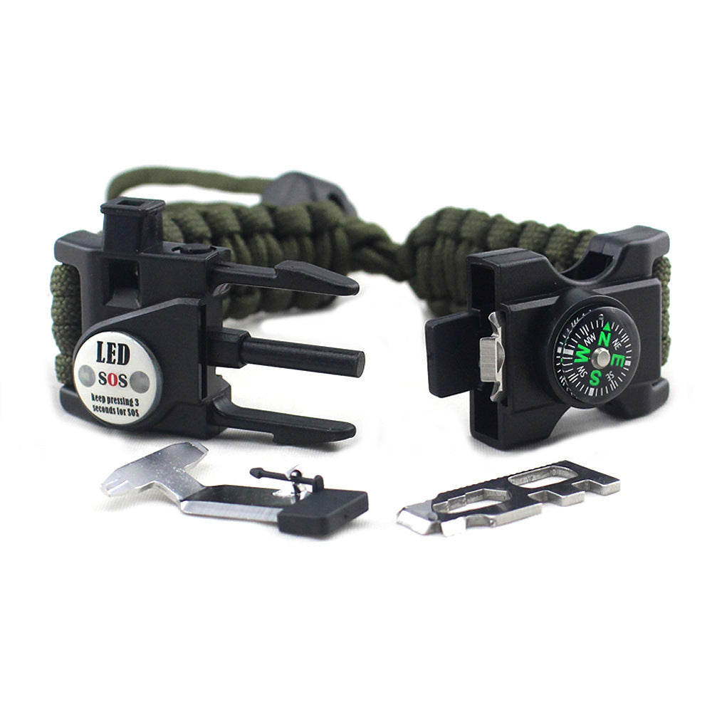 Adjustable braided parachute cord survival bracelet