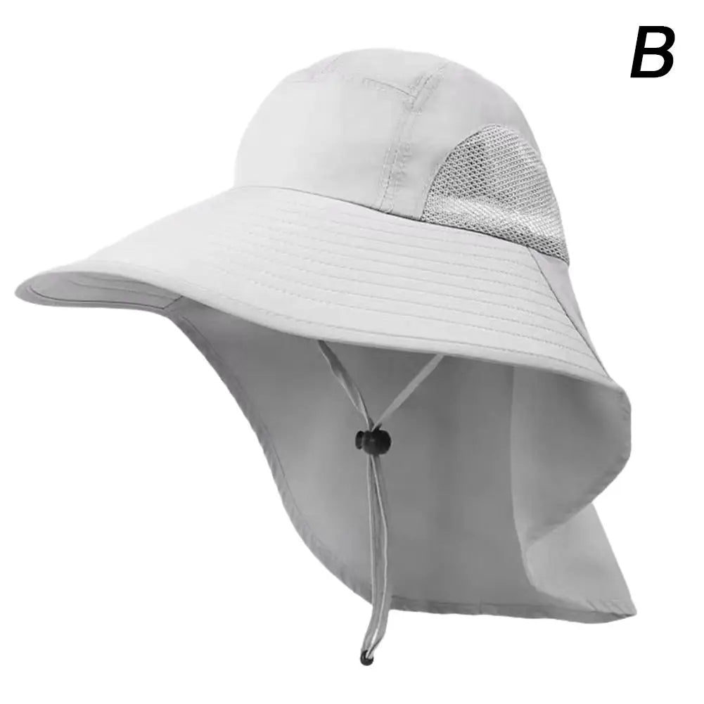 Wide Brim Hat with Neck Flap Anti-UV - Adjustable Polyester Outdoor