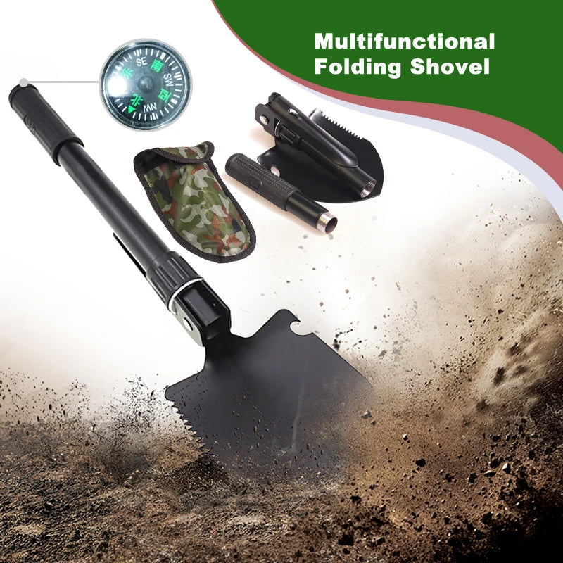 Multifunctional Folding Shovel - Telescopic Camping Garden Snow Scraper