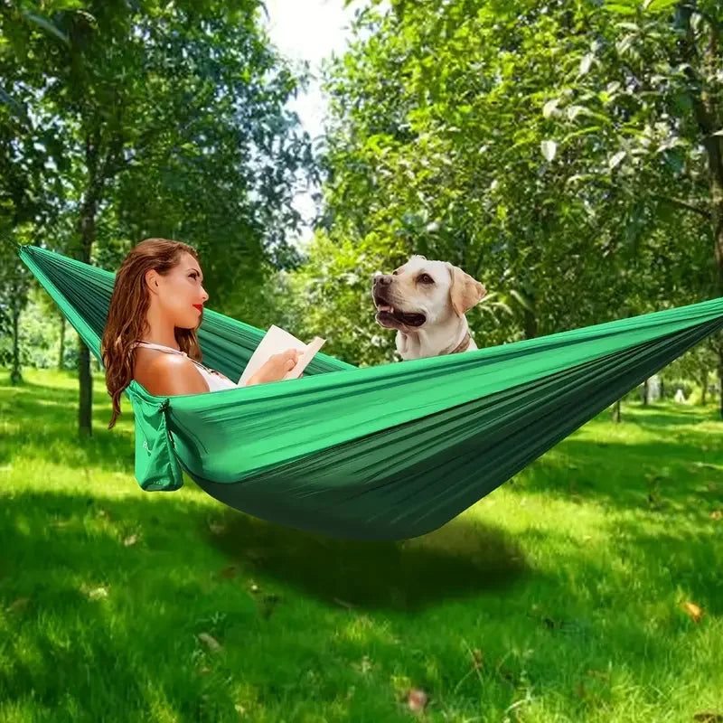 Portable Camping Hammock, Nylon Parachute - Durable, Easy Installation