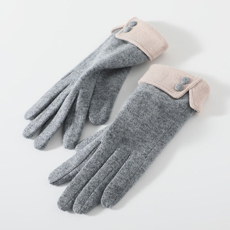 Women's Thick Cashmere Gloves - Touchscreen Warm Windproof 23cm