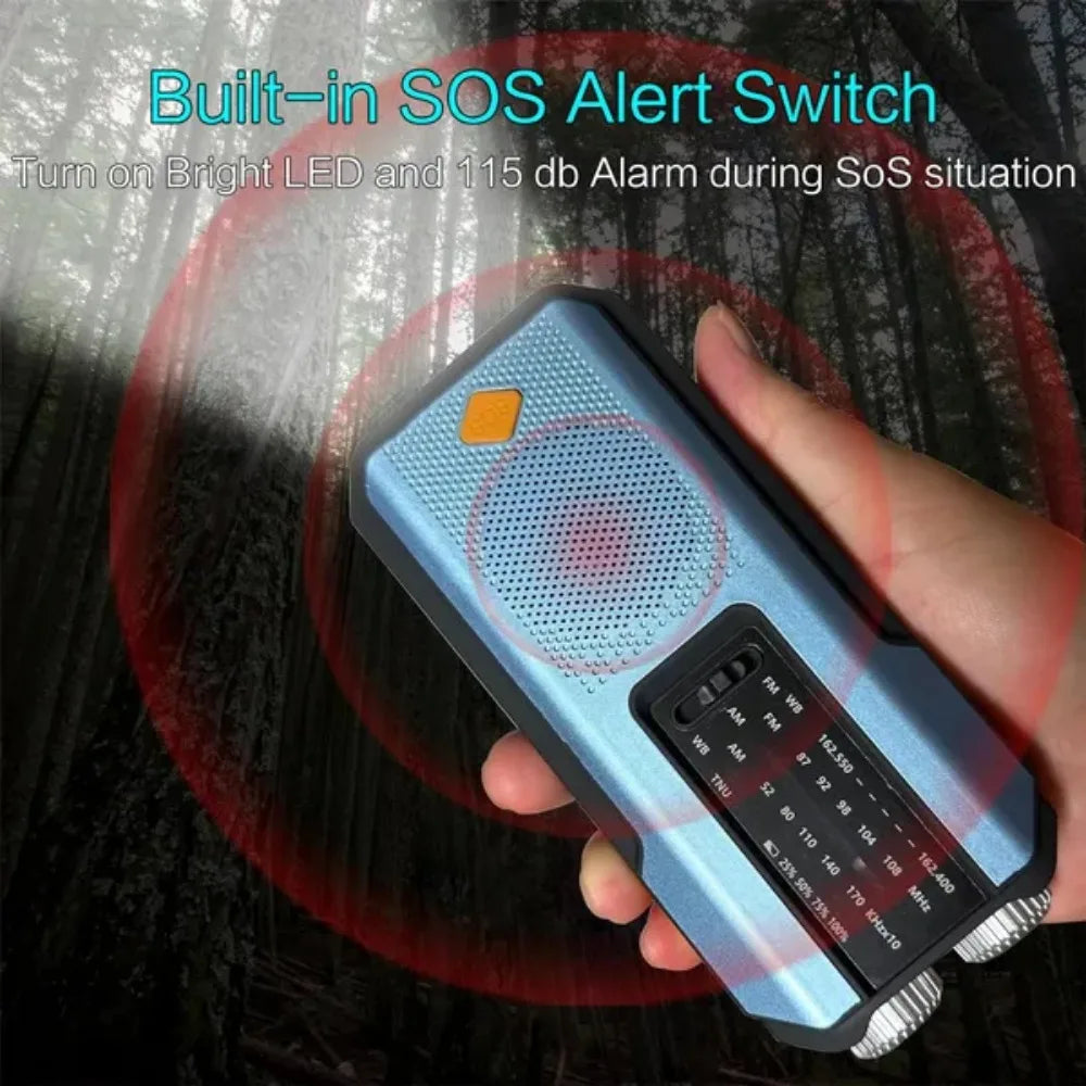 Emergency Weather Radio FM AM WB - Solar Hand Crank 2000mAh LED