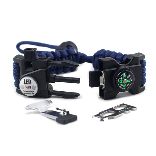 Adjustable braided parachute cord survival bracelet