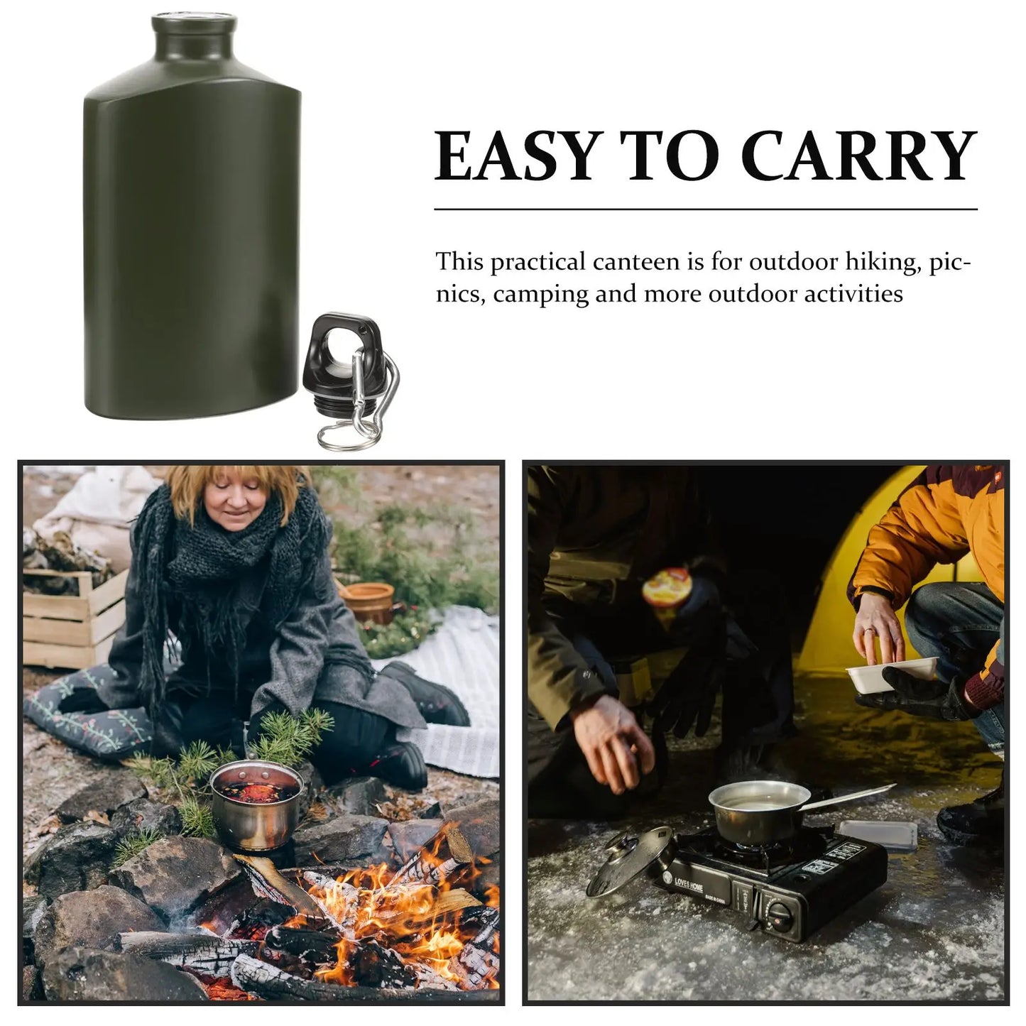 Flat Aluminum Camping Bottle 500ml - Ultra-Compact Design Hiking Trekking