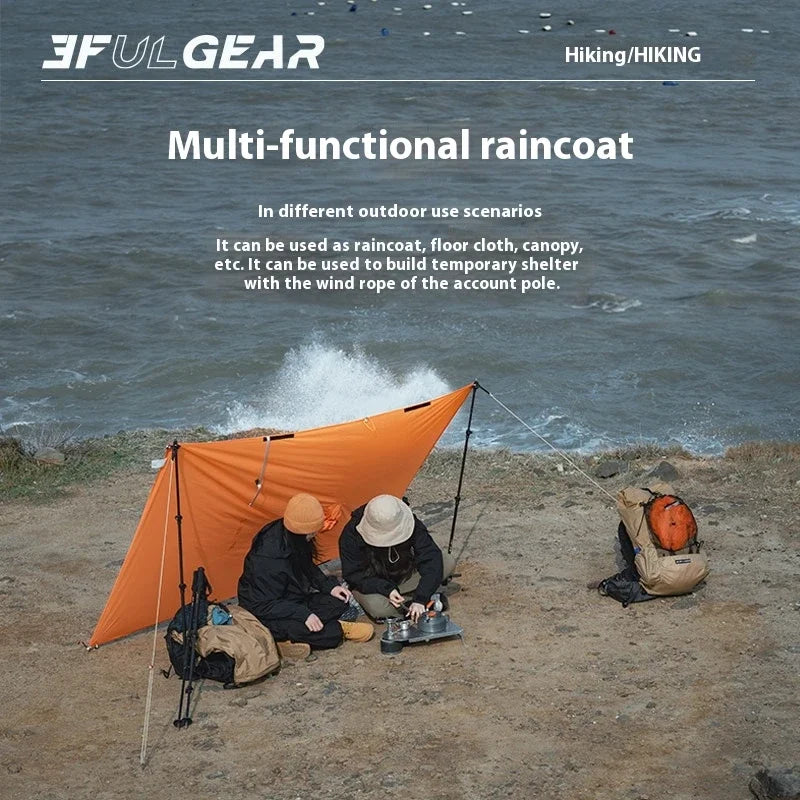 3F UL GEAR Ultralight 3 in 1 Raincoat - 15D Silicone Poncho 200g