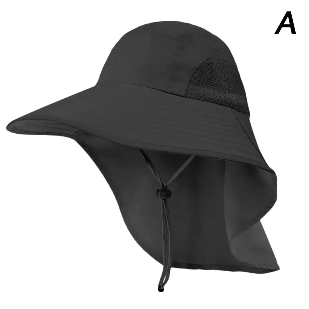 Wide Brim Hat with Neck Flap Anti-UV - Adjustable Polyester Outdoor