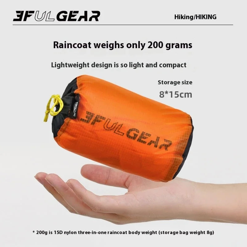 3F UL GEAR Ultralight 3 in 1 Raincoat - 15D Silicone Poncho 200g