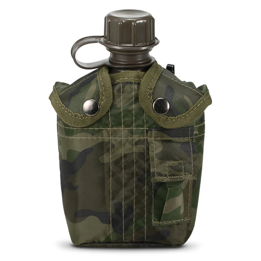 1L Tactical Military Water Bottle with Cover - Reinforced Plastic Bushcraft Survival