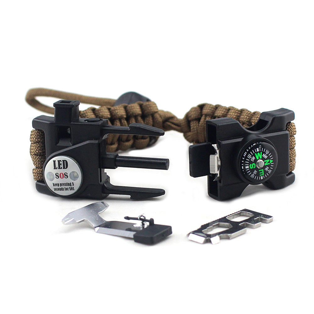 Adjustable braided parachute cord survival bracelet