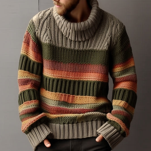 Two-tone turtleneck sweater for autumn/winter