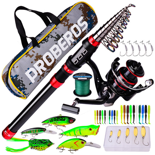 Complete Fishing Kit - Rod, Reel, Line, Bait Bag