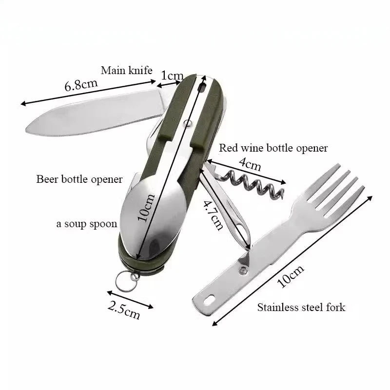 7 in 1 Camping Cutlery Set Stainless Steel Foldable
