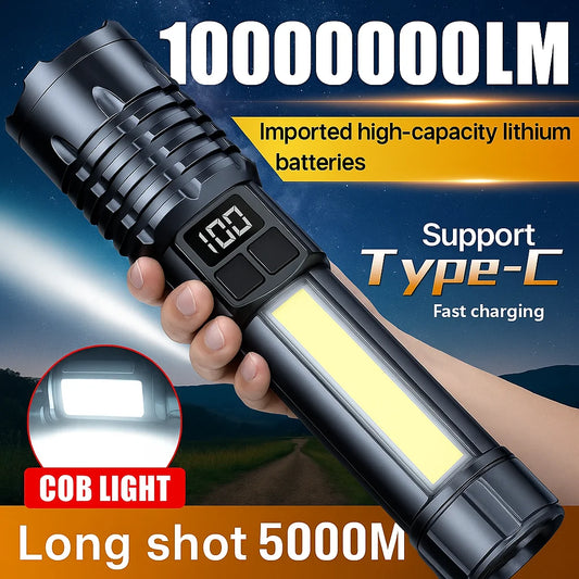 Lampe Torche LED Étanche Type-C - Zoom COB Camping Portable - Camp de Base Farzen+