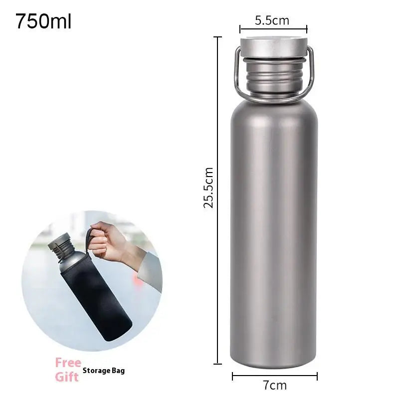 99.8% Pure Titanium Ultra-Light Bottle - 3 Sizes 500ml/600ml/750ml Premium Outdoor