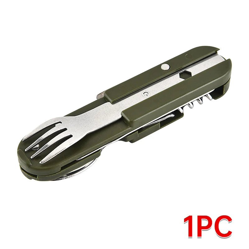 7 in 1 Camping Cutlery Set Stainless Steel Foldable