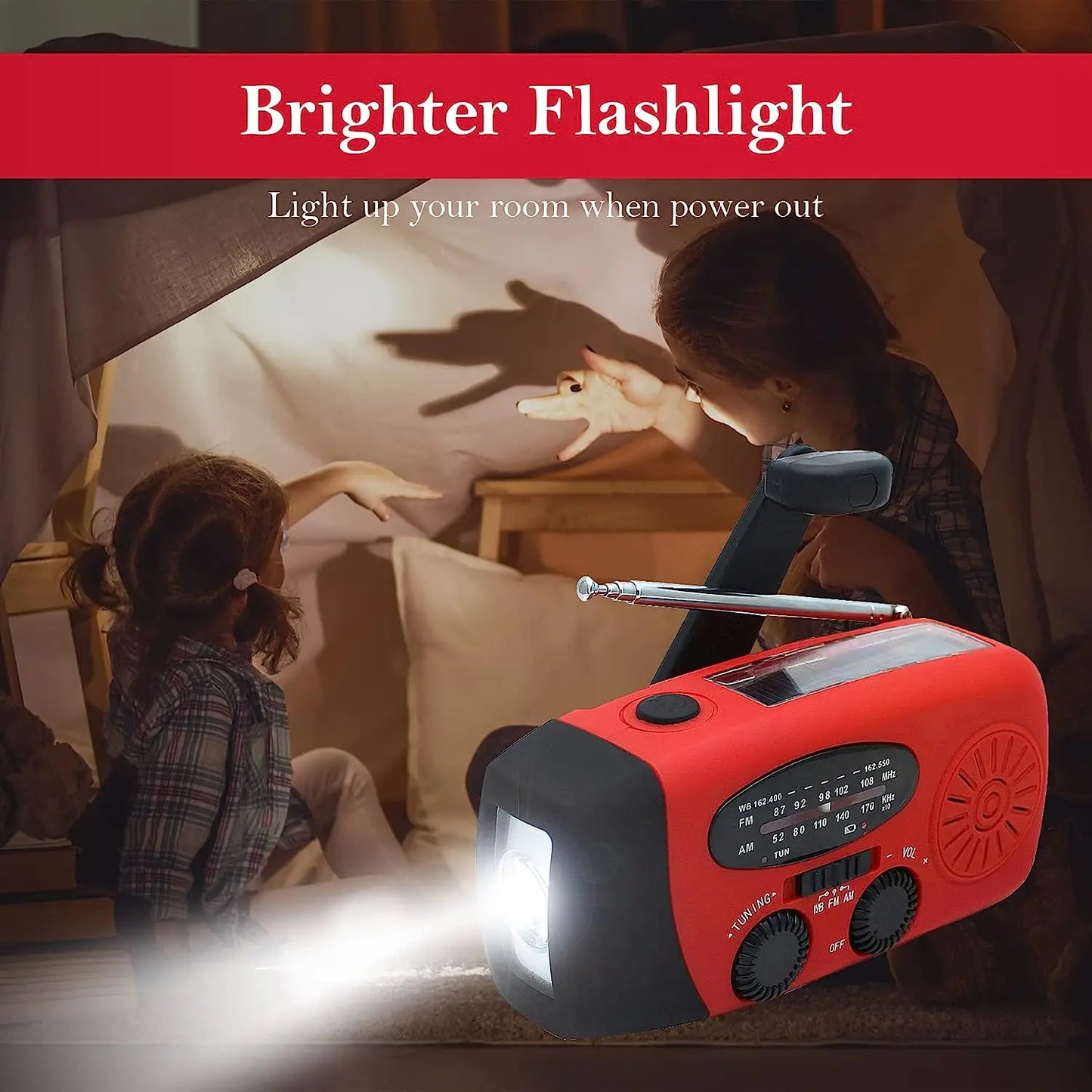 Solar Camping Lamp AM/FM Radio - 2000mAh USB LED Multifunction