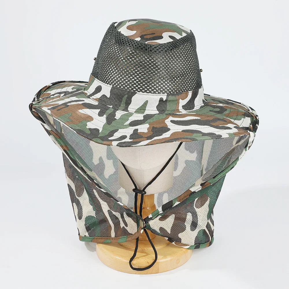 Breathable Mesh Fishing Hat - Wide Brim Nylon Anti-UV Foldable