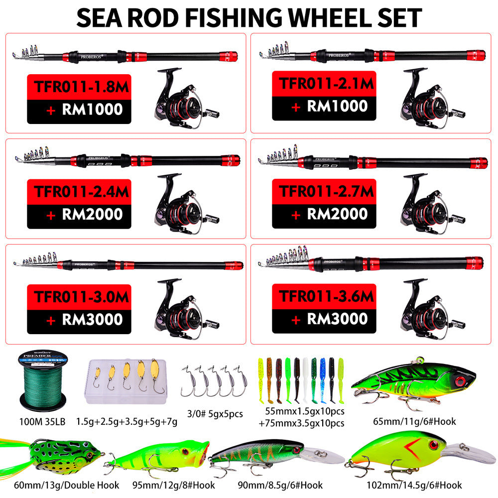 Complete Fishing Kit - Rod, Reel, Line, Bait Bag
